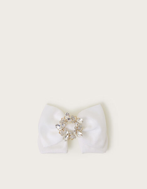 Jewel Grosgrain Bow Hair Clip, , large