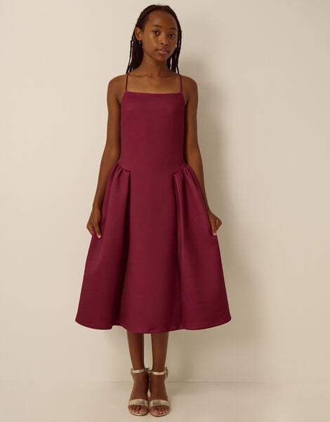 Molly Drop Waist Prom Dress, Red (BURGUNDY), large