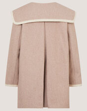 Embroidered Collar Coat, Camel (OATMEAL), large