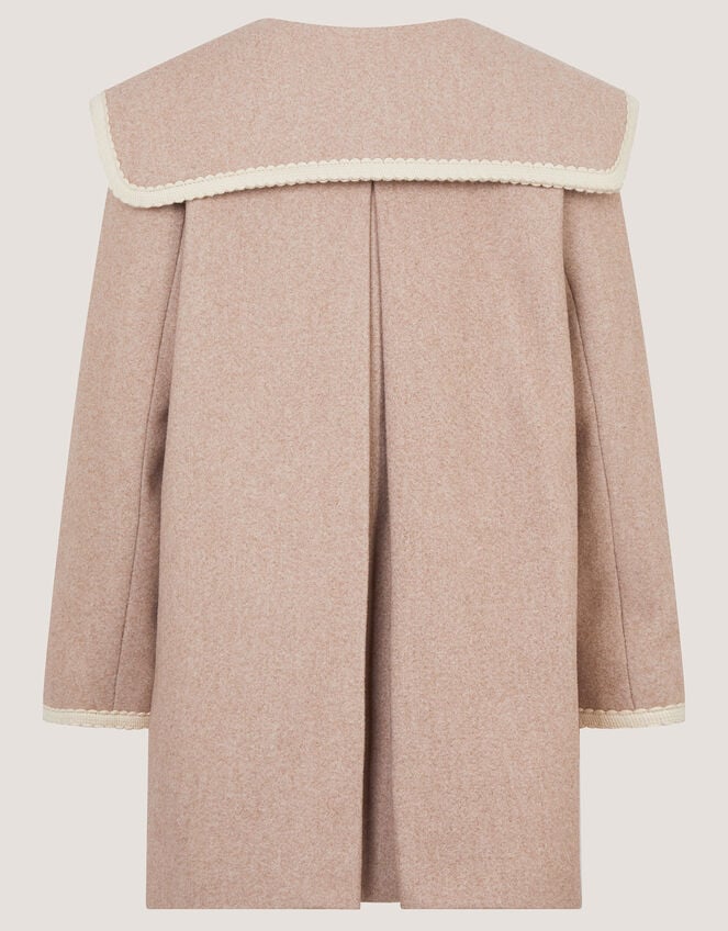 Embroidered Collar Coat, Camel (OATMEAL), large