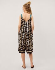 Leila Woodblock Print Culotte Jumpsuit, Black (BLACK), large