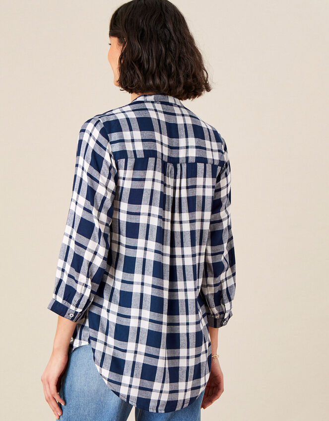 Check Longline Shirt, Blue (NAVY), large