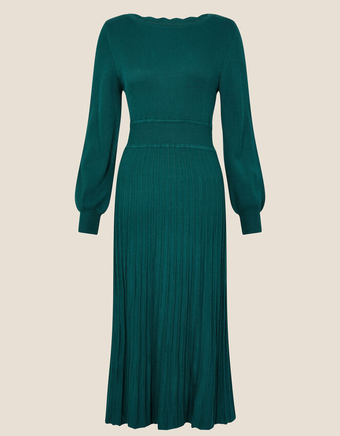 Scallop Neck Dress, Teal (TEAL), large