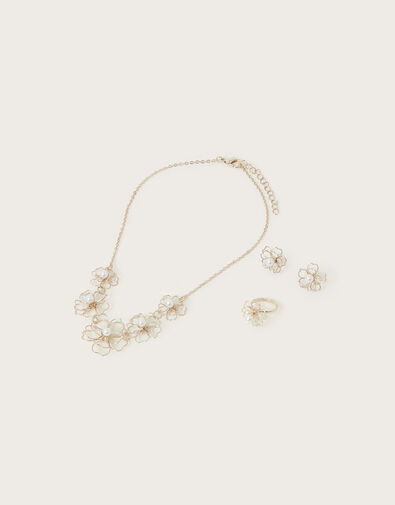 Rya Wire Flower Jewellery Set, , large