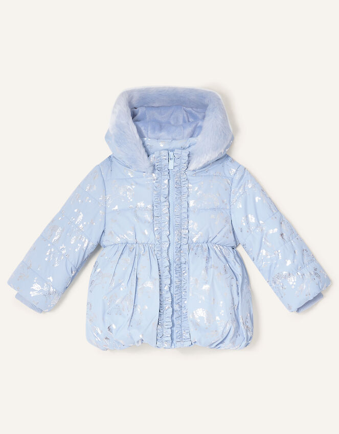 Baby Foil Unicorn Padded Coat, Blue (PALE BLUE), large