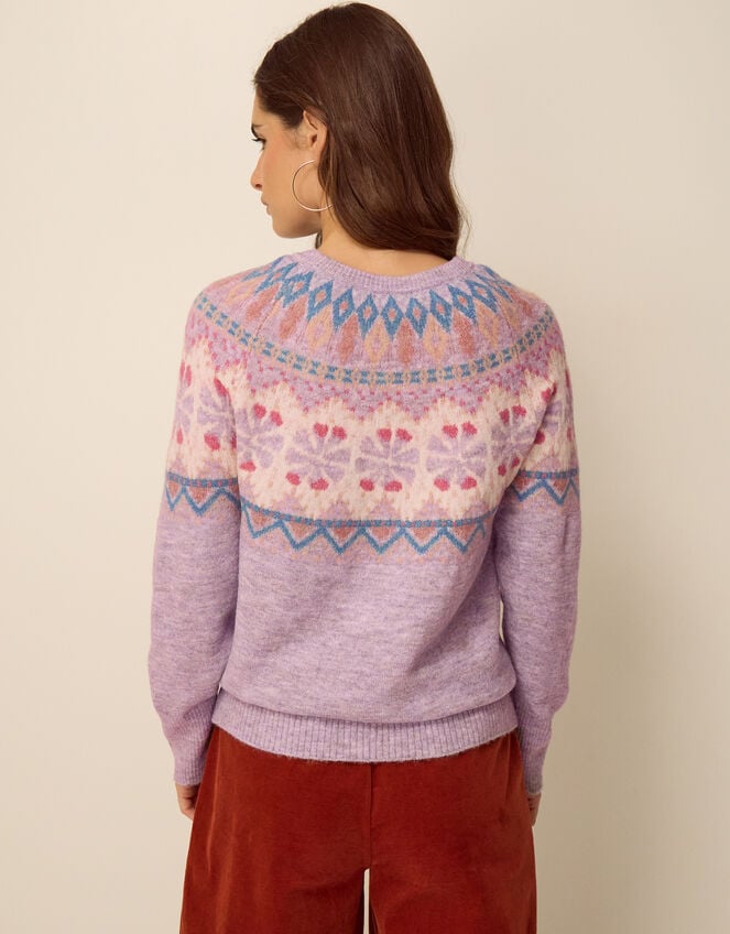 Frey Fair Isle Jumper, Purple (LILAC), large
