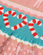 Baby Intarsia Reindeer Knit Dress, Pink (PINK), large