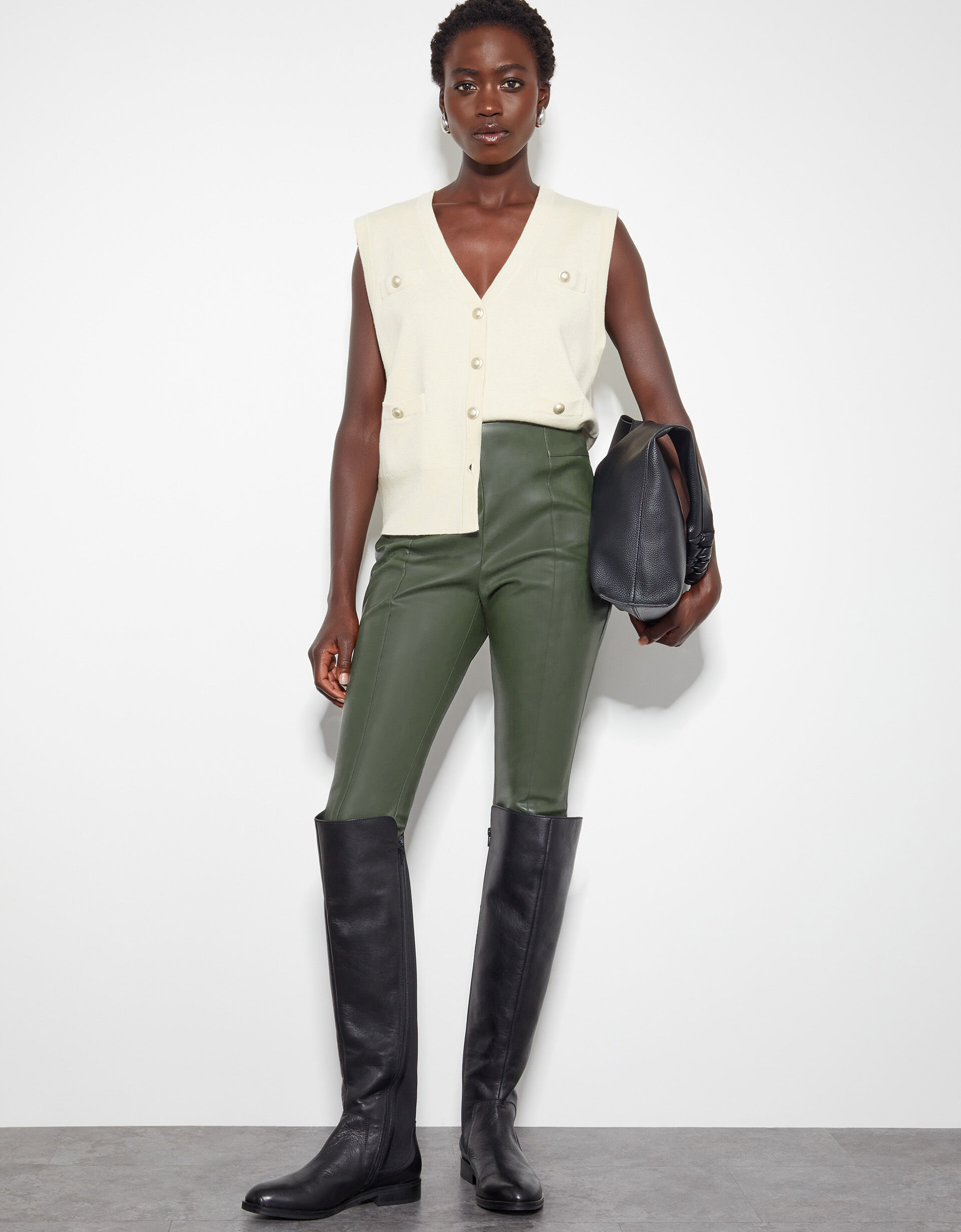 Green faux leather leggings cheap