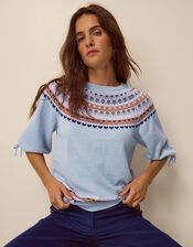 Fia Fair Isle Knit Jumper, Blue (BLUE), large