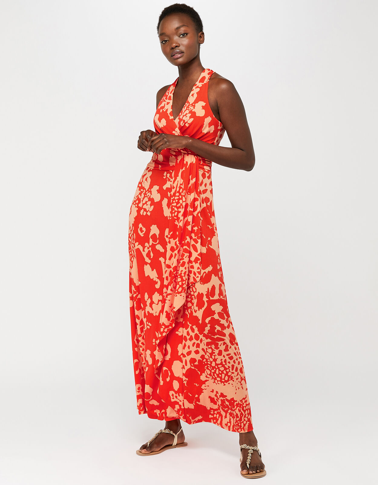 Phoebe Printed Jersey Dress Orange