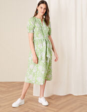 ARTISAN STUDIO Floral Belted Dress, Green (GREEN), large