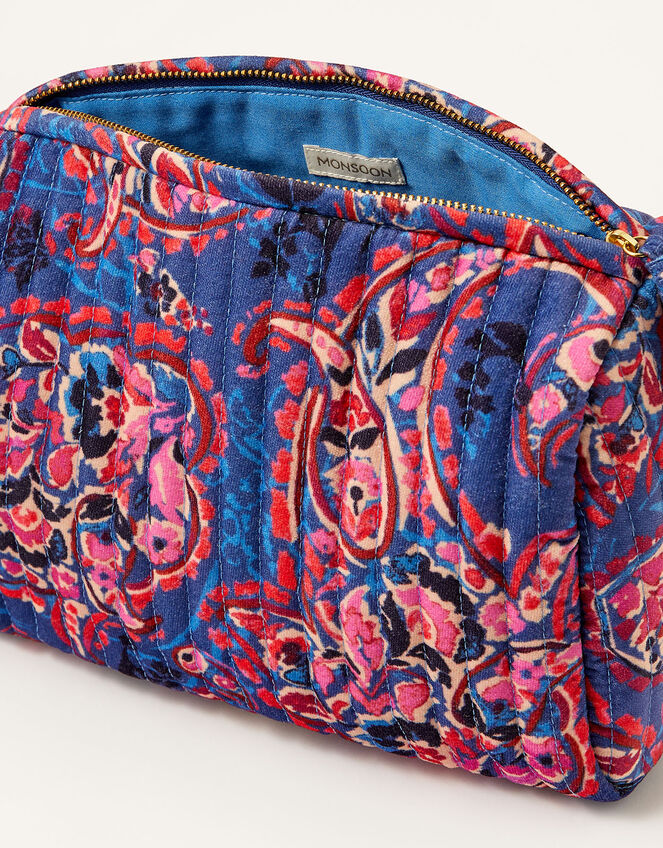 Paisley Print Quilted Makeup Bag, , large