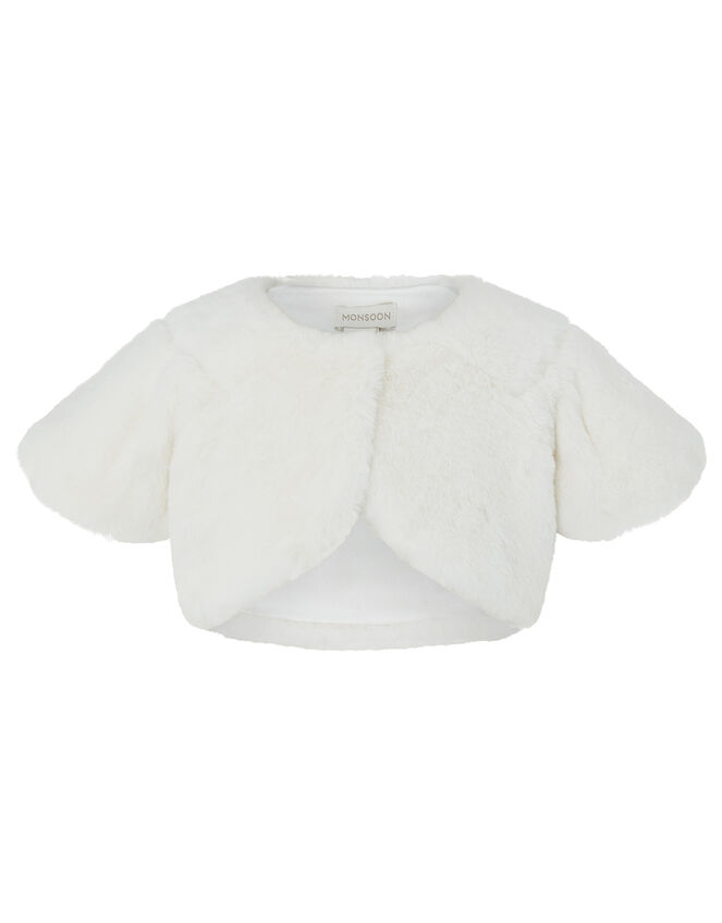 Baby Faux Fur Shrug, Ivory (IVORY), large