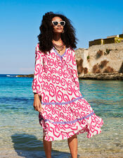 Geometric Print Kaftan Dress, Pink (PINK), large