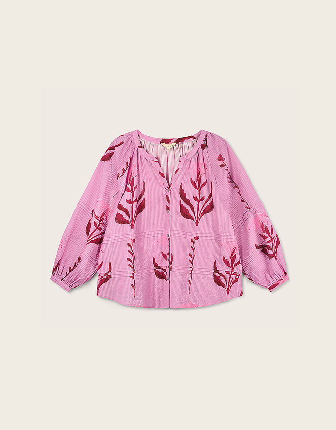 East Maisie Hand-Painted Botanical Print Top, Purple (LILAC), large