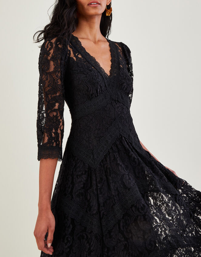 Ellen Lace Hanky Hem Dress Black