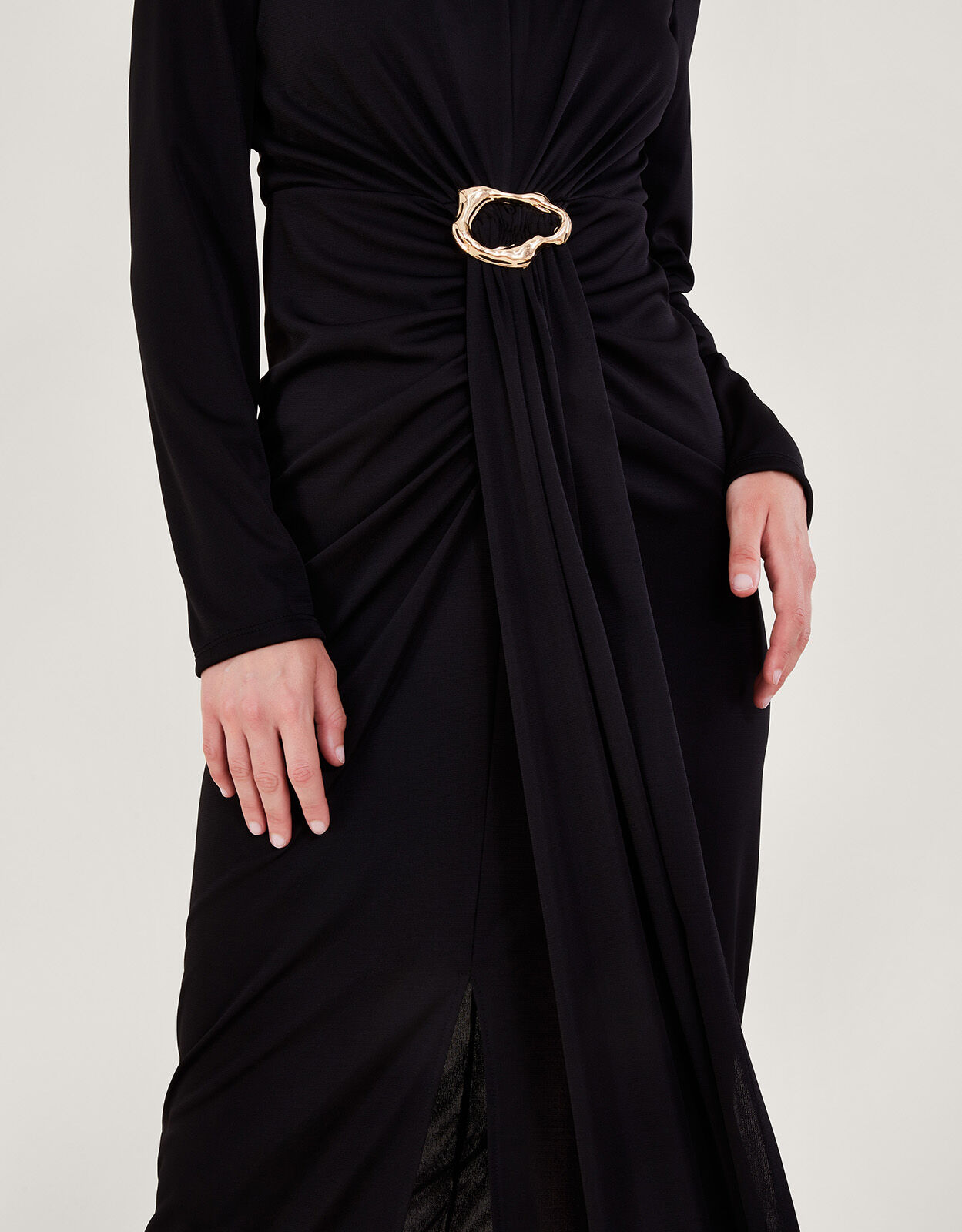 Toria Trim Long Sleeve Dress Black