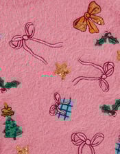 Embellished Fuzzy Christmas Jumper, Pink (PINK), large