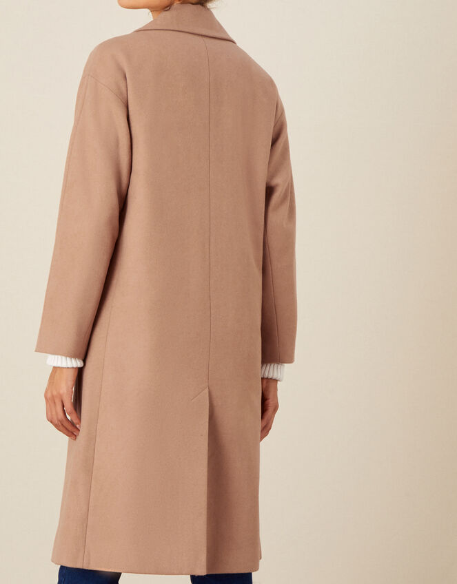 Lilian Longline Coat in Wool Blend, Camel (CAMEL), large