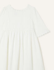 Lace Trim Crepe Tunic Dress, Ivory (IVORY), large