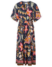 Rhonda Floral Midi Dress in LENZING™ ECOVERO™, Blue (NAVY), large