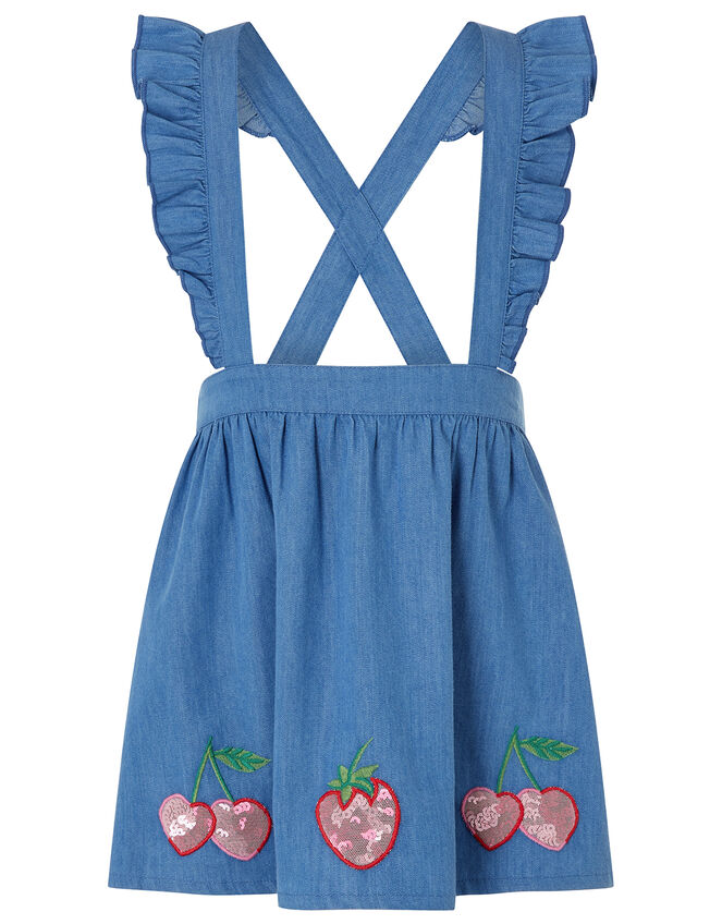 Baby Cherry Pinafore Dress with T-shirt, Blue (BLUE), large