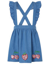Baby Cherry Pinafore Dress with T-shirt, Blue (BLUE), large