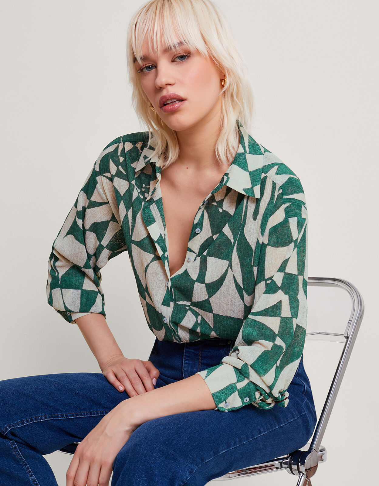 Green Women s Shirts Blouses Long Short Sleeve Shirts