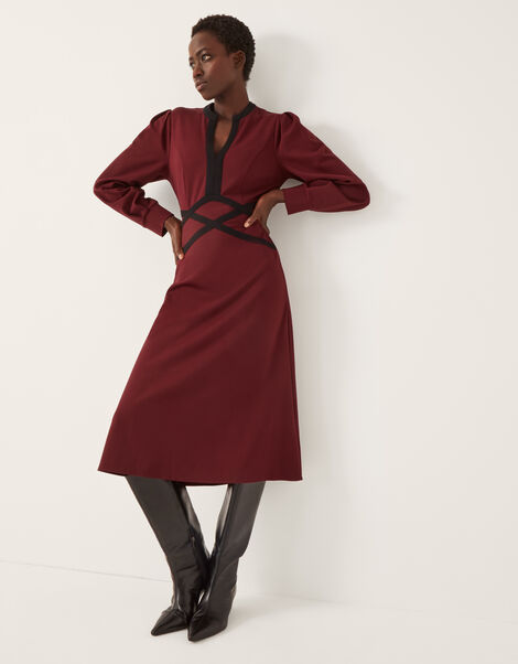 Julia Jersey Midi Dress, Red (BURGUNDY), large