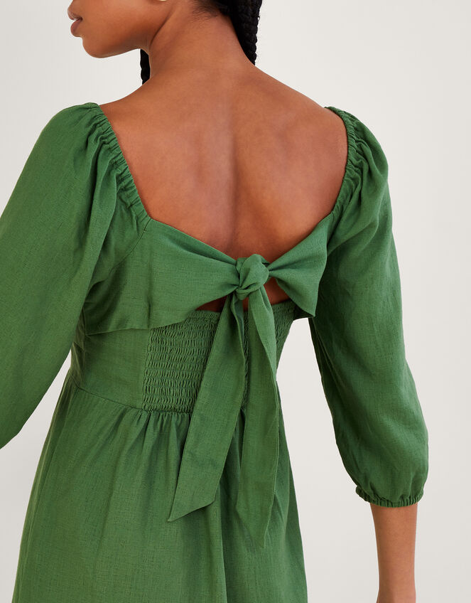 Melanie Tea Dress in Linen Blend , Green (GREEN), large