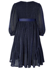 Sparkle Long-Sleeve Dress, Blue (NAVY), large