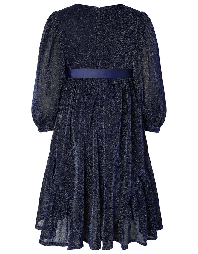 Sparkle Long-Sleeve Dress, Blue (NAVY), large