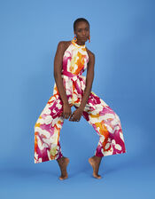 Elaxi Abstract Print Jumpsuit, Pink (PINK), large