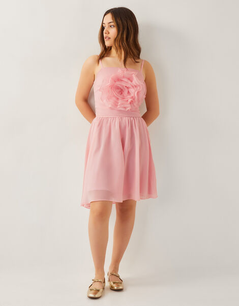 3D Flower Crop Top and Skirt Prom Set, Pink (PALE PINK), large