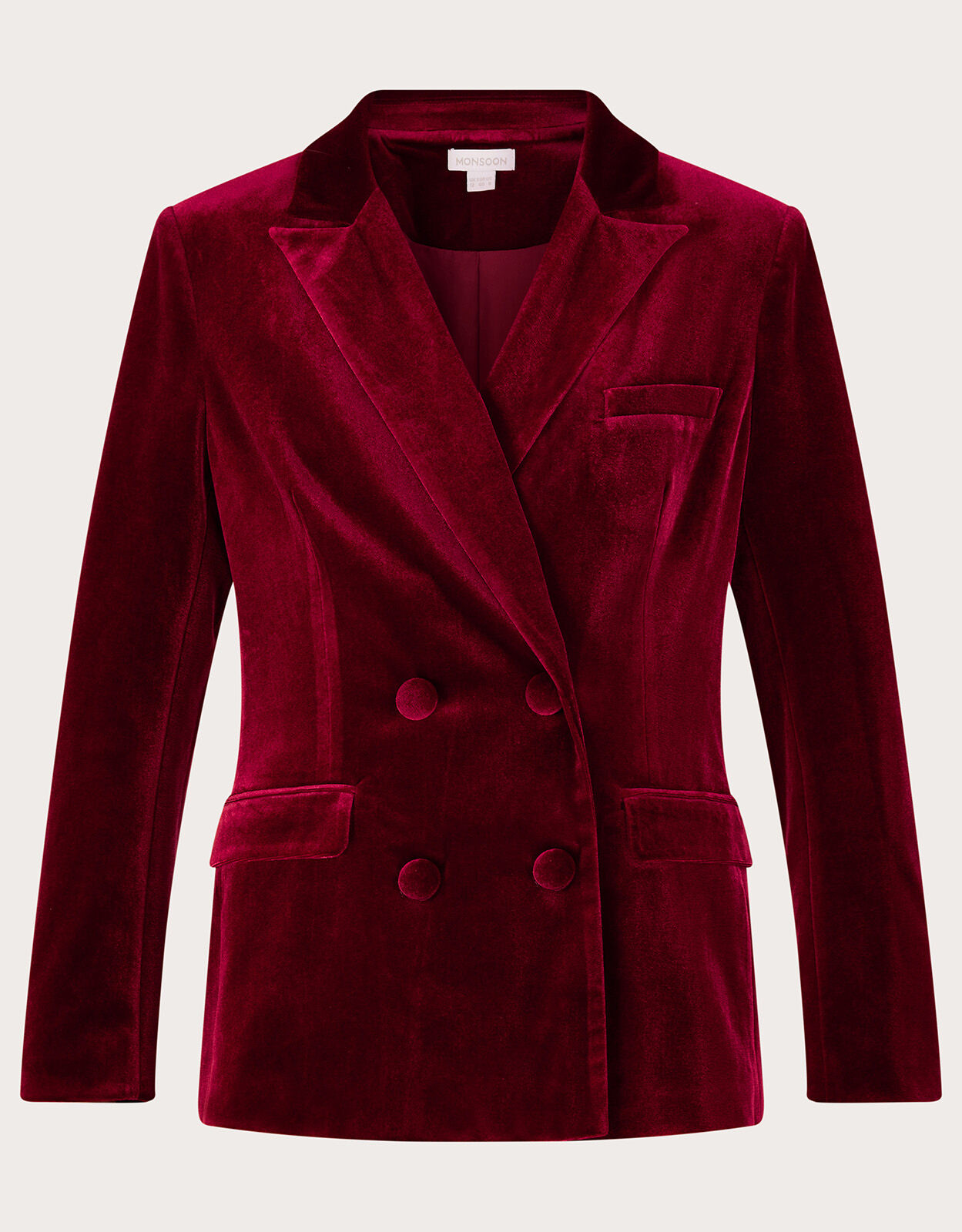 Monsoon red velvet jacket clearance
