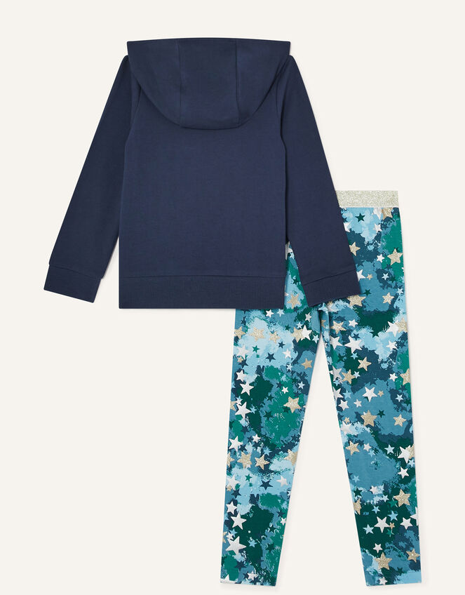 Foil Star Print Hoody and Legging Set, Blue (NAVY), large