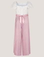 Lace Pleated Jumpsuit, Pink (PALE PINK), large