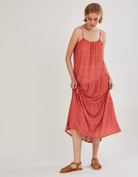 Stripe Maxi Jersey Dress , Orange (ORANGE), large