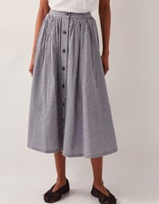 Bea Gingham Button Midi Skirt, Blue (NAVY), large