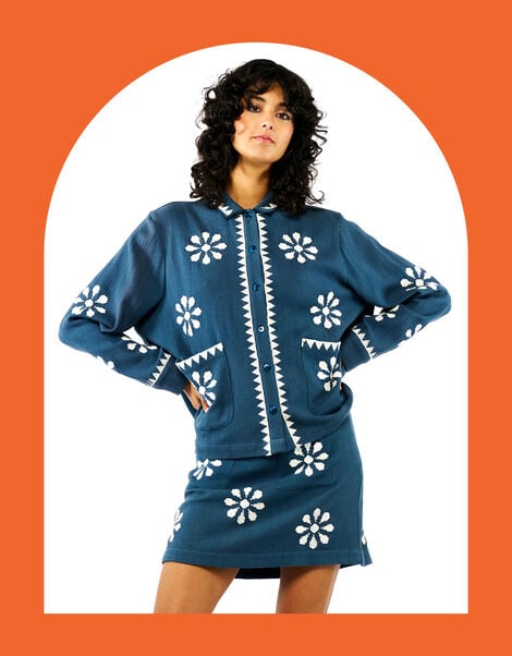 Wild Tomar Woven Collar Jacket, Blue (BLUE), large