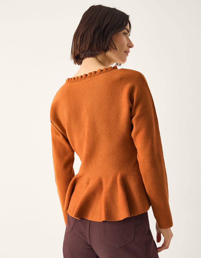 Peony Peplum Jumper, Orange (AMBER), large