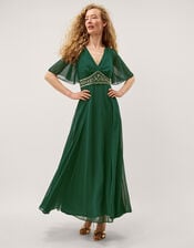 Sienna Embellished Maxi Dress, Green (DARK GREEN), large