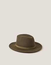 Drew Wool Fedora Hat, Green (KHAKI), large