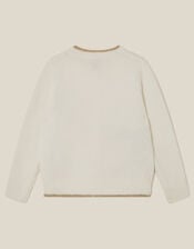 Sequin Christmas Scene Cardigan, Ivory (IVORY), large