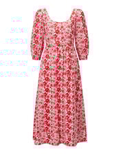 India & Mills Lottie Poppy Print Midi Dress, Pink (PINK), large