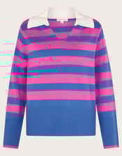 Shay Stripe Collared Jumper, Pink (PINK), large