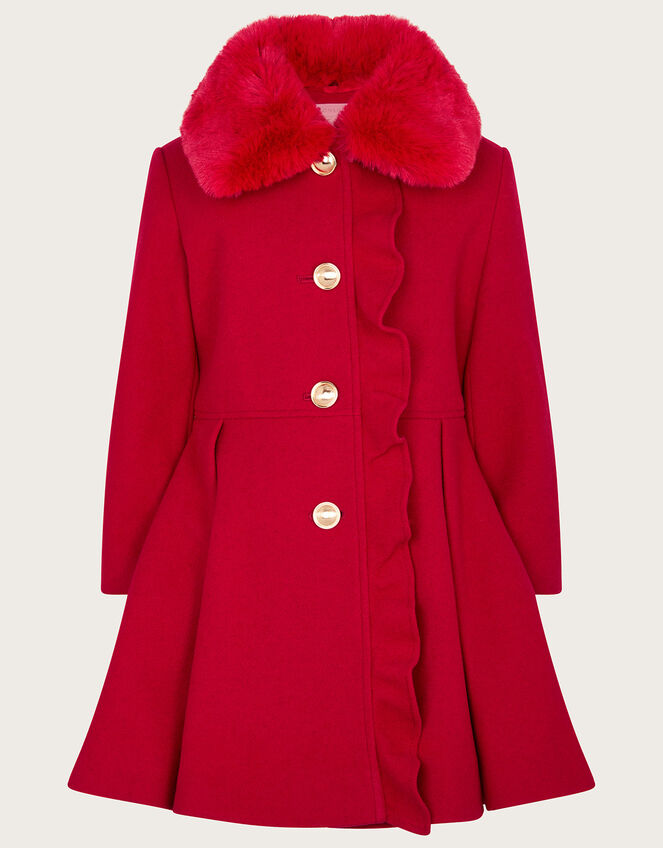 Ruffle Smart Coat, Red (RED), large