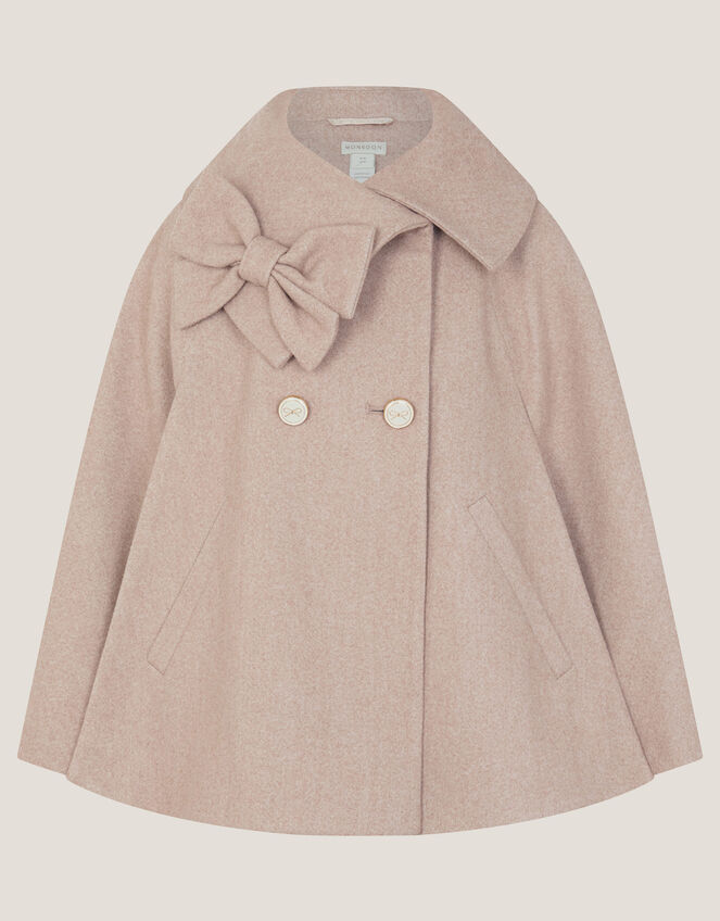 Bow Cape Coat, Camel (OATMEAL), large