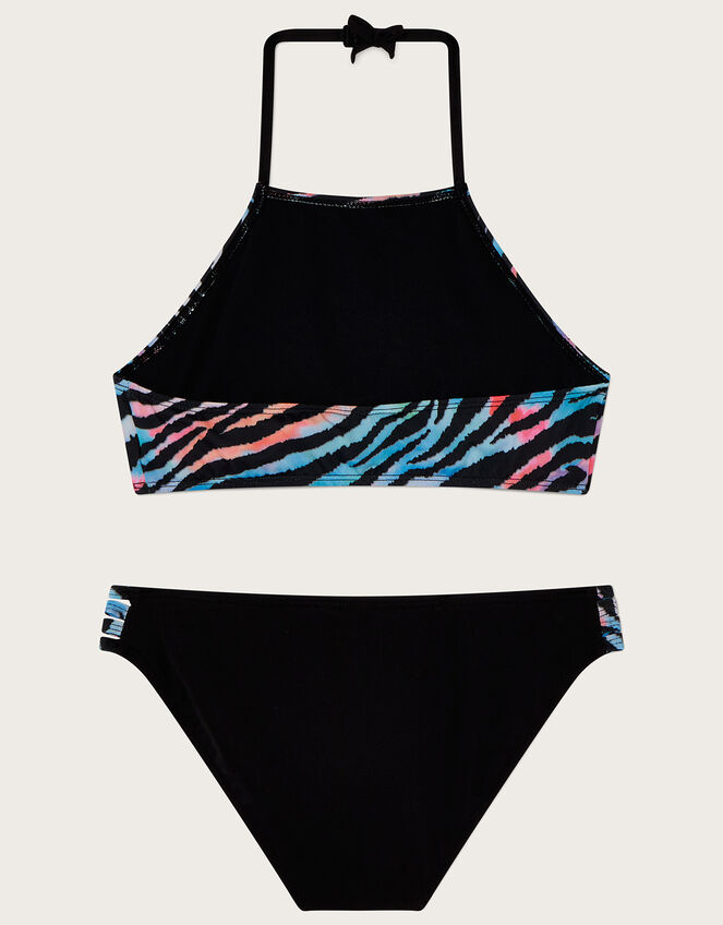 Ombre Zebra Print Bikini Set, Black (BLACK), large