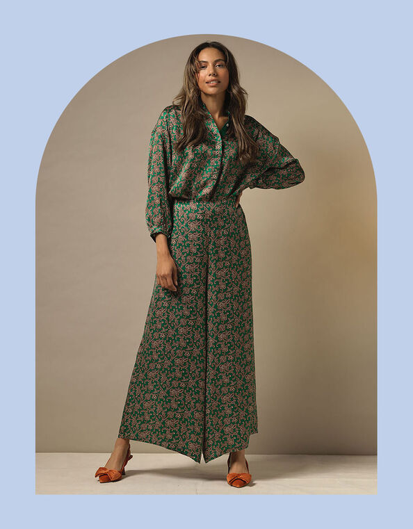 One Hundred Stars Print Darcy Shirt, Green (GREEN), large